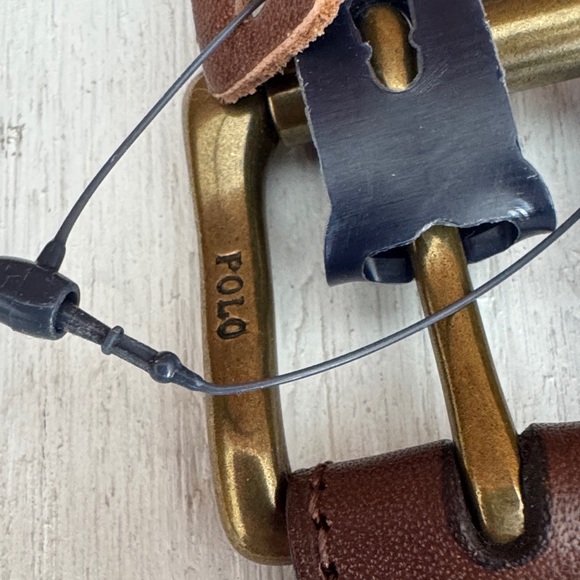 Polo by Ralph Lauren Navy, Yellow & Green Striped Belt with Cow Leather Belt - Picture 10 of 10